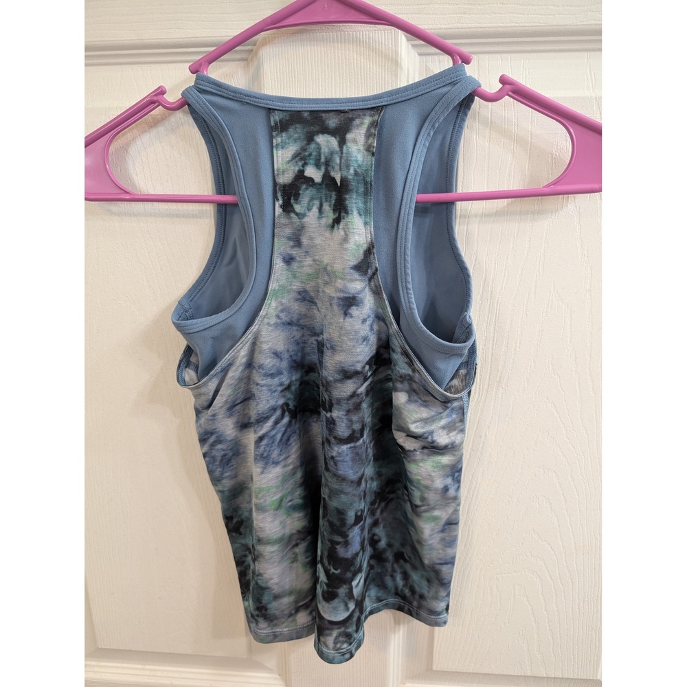 Athleta Girl Perfect Pair Tank Kids Blue Tie Dye 2-in-1 Top -‎ Size S/7 - Picture 2 of 5
